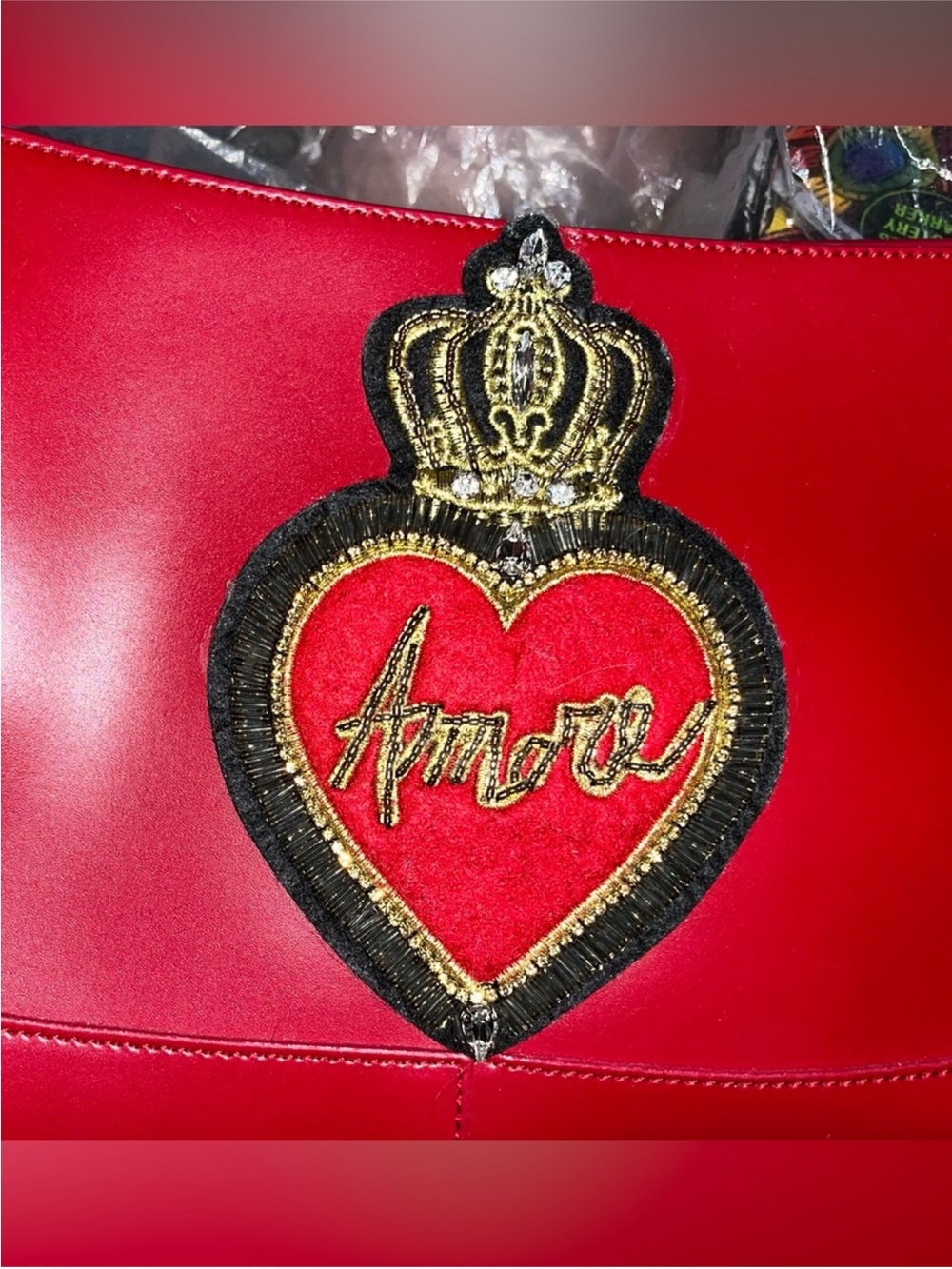 Furla Red Shoulder Bag with Amore Crown w/Dustbag EUC